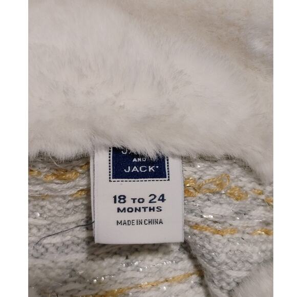 Janie & Jack Fair Isle Long Sleeve Top Winter Outfit Set White Baby Girl 18-24M - Picture 4 of 7